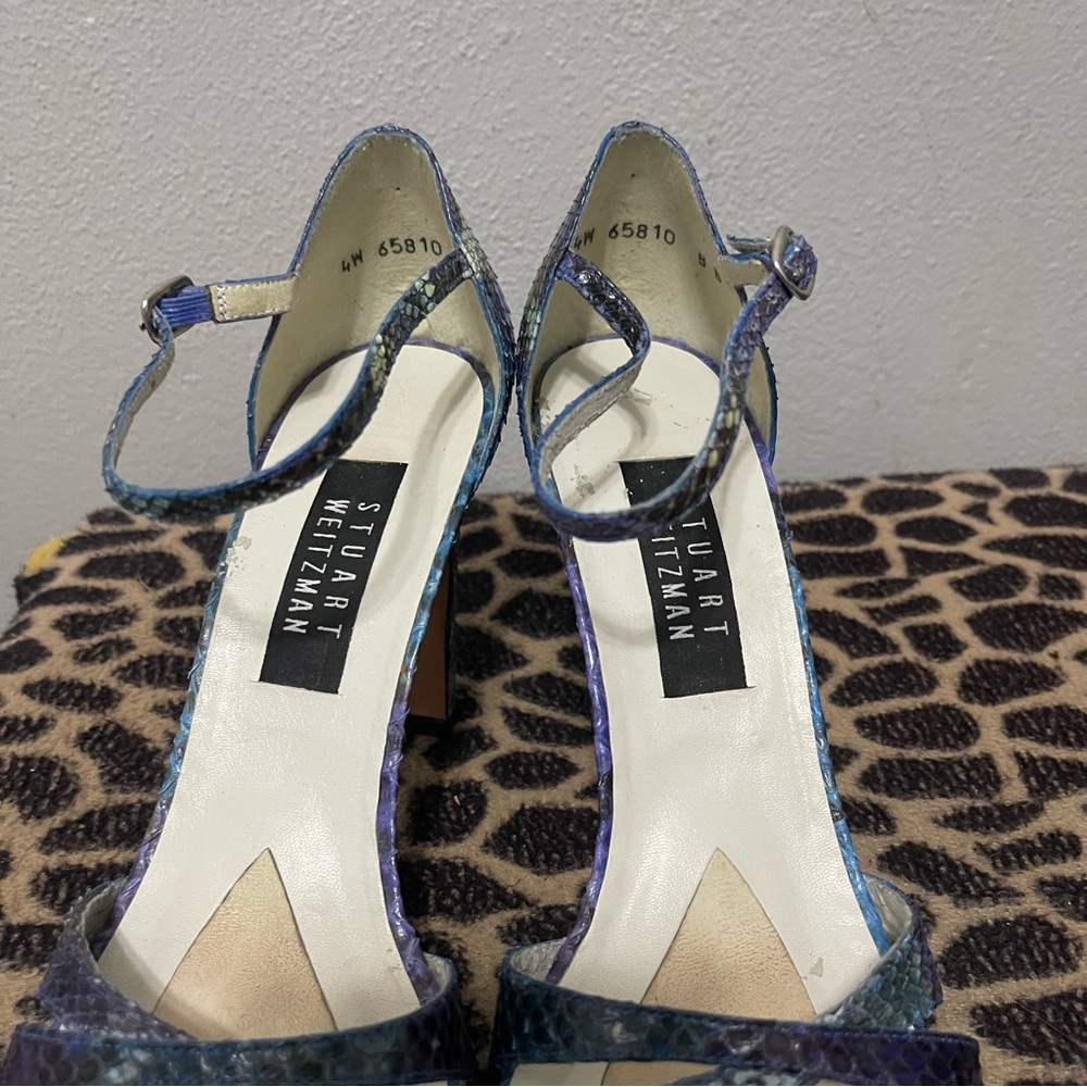 Stuart Weitzman Stencil Python Heels Blue Purple … - image 4